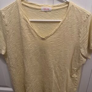 Goldie V neck tshirt. Size large. Yellow